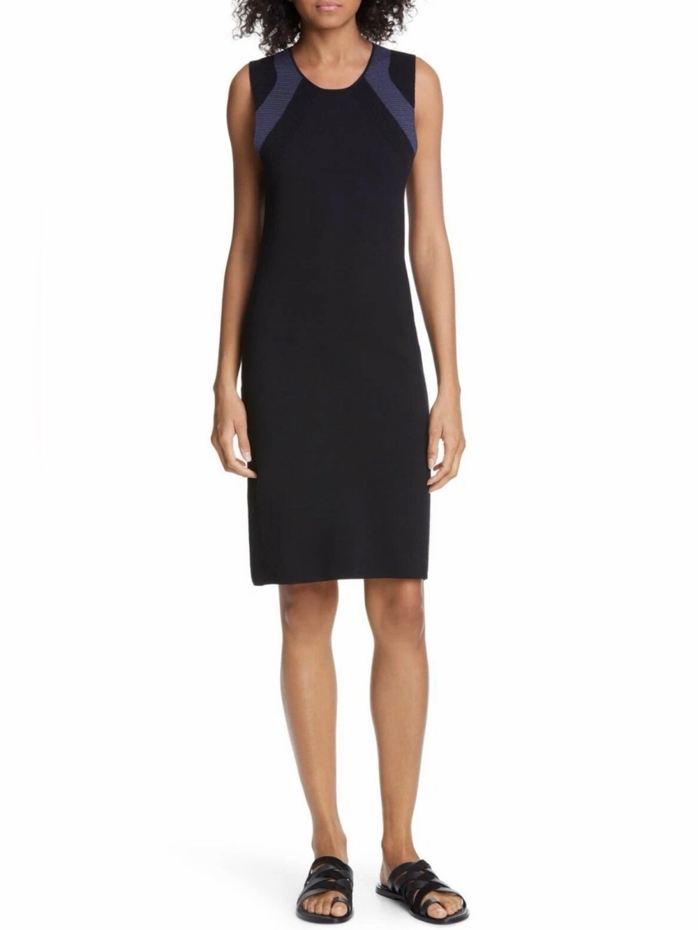 Vince Black & Blue Colorblock Knit Sleeveless Dress – Size Small